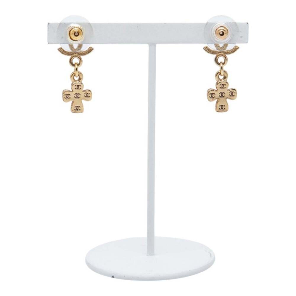 CHANEL Gold Logo Earrings - Picture 3 of 5